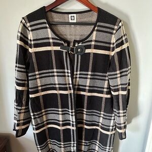 Anne Klein Black and Cream Plaid Blazer